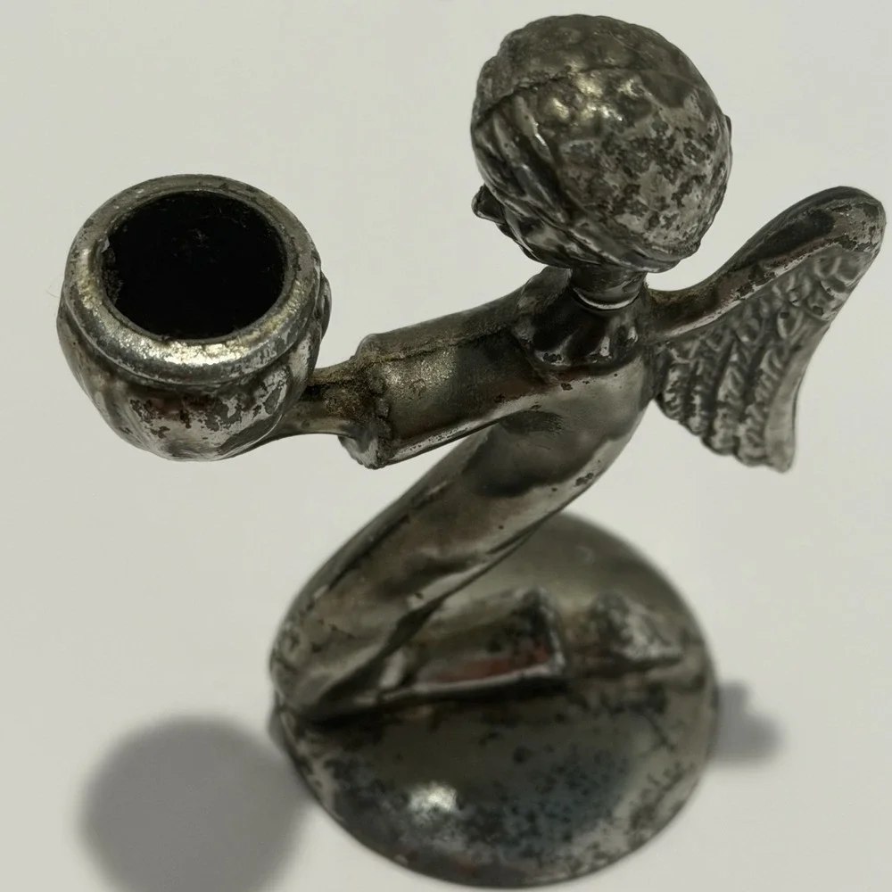 VTG Brass Kneeling Angel Miniature Candle Holder Taper Thin Candles‎ 1.75